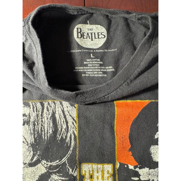 The Beatles Let It Be Men’s Large Black Short Sleeve 100% Cotton T-Shirt Apple - Picture 4 of 6